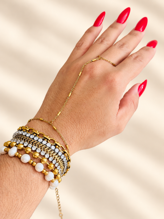 Hand Chain • pulsera anillo Oro •