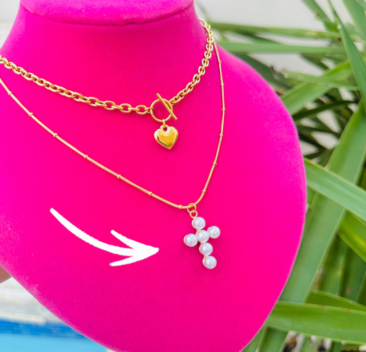 Collar Cross Pearl•