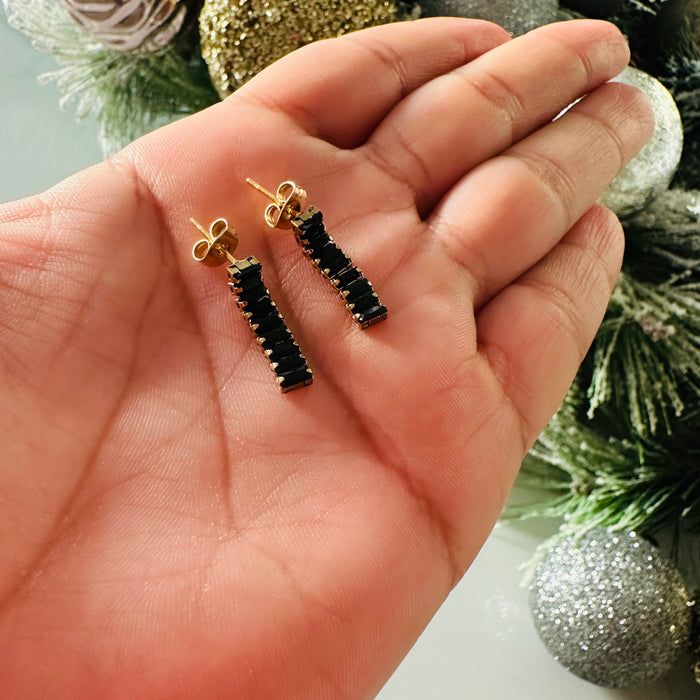 Black Crystal + Gold earring
