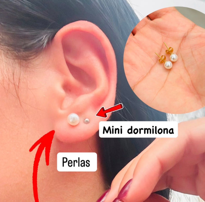 Perla+ Mini dormilona plata Earring Stud
