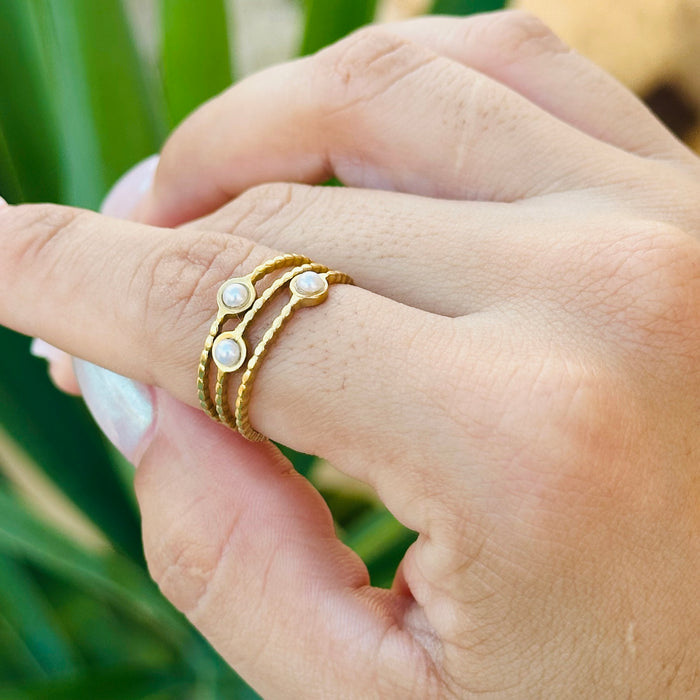 Gold + Pearls Ring Gold • ajustable