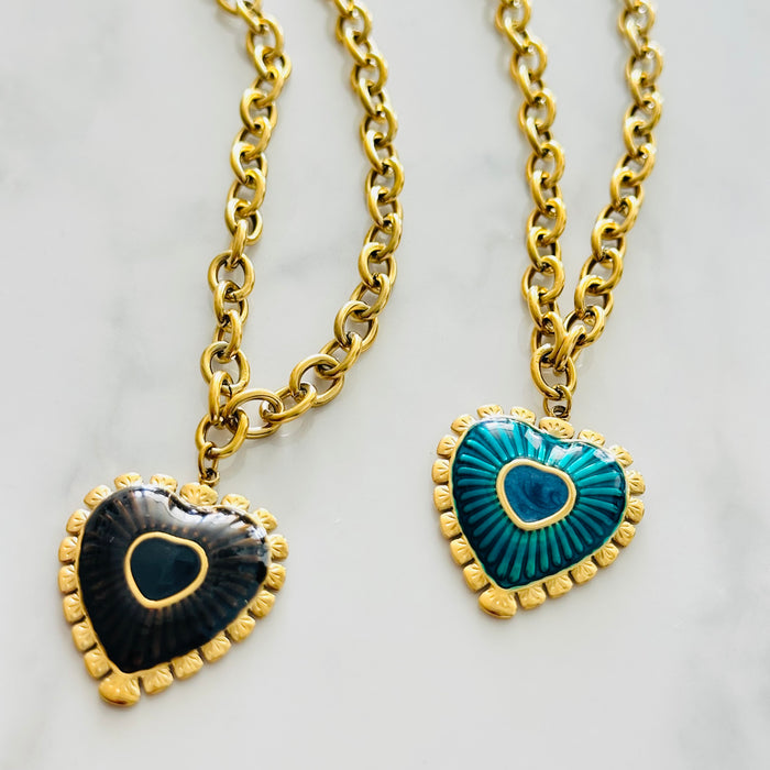 Heart Collar • Black or Turquesa