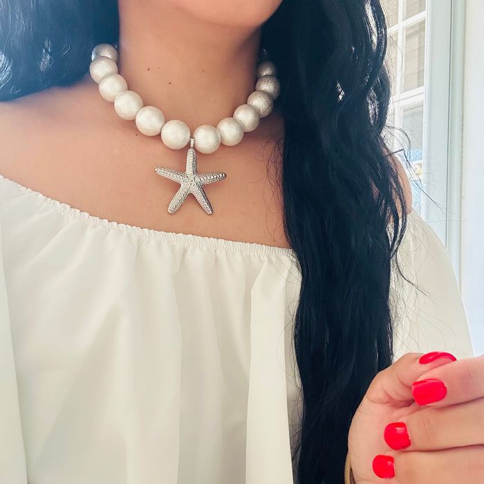 Big Pearl • Collar Star Silver