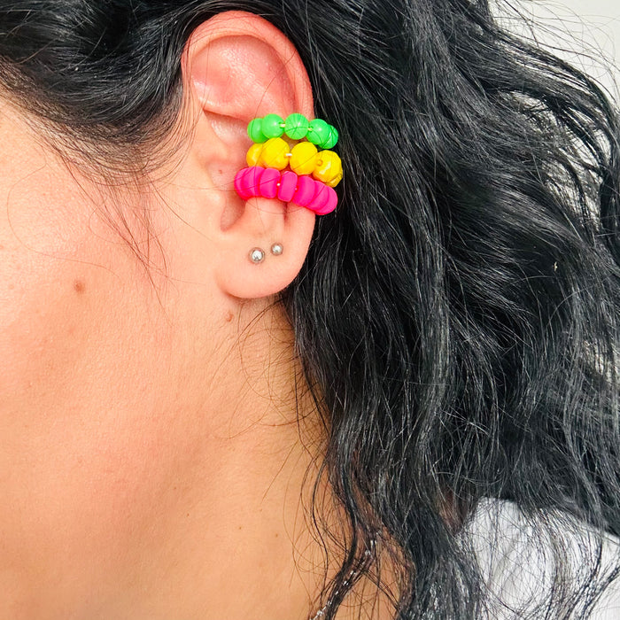 Trío Set de Ear Cuff • Rosa, Amarillo y Verde