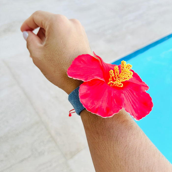 Flor • Pulsera de mahón Ajustable•