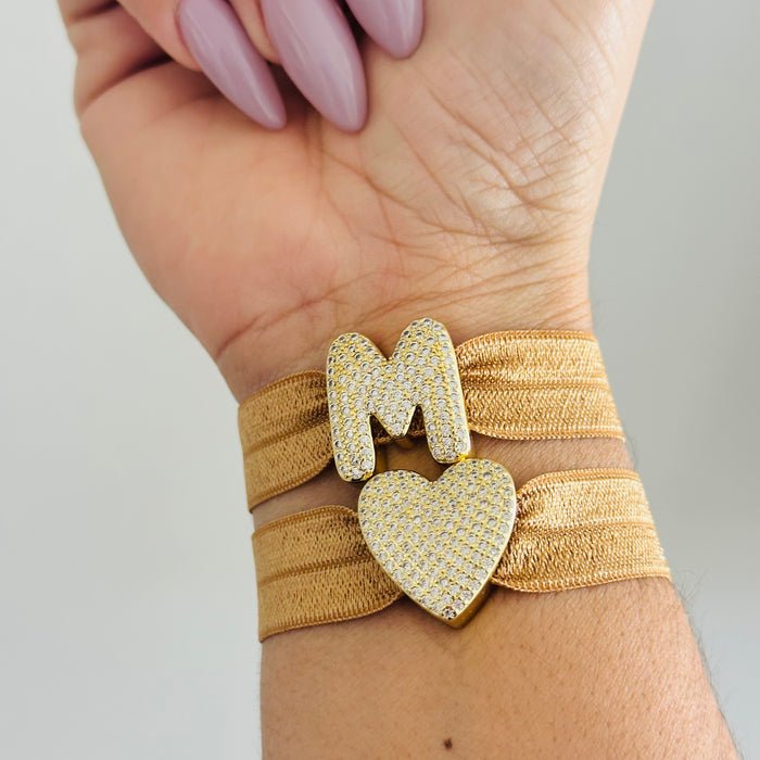 New• Diamond Big Letter Bracelet •Todas las letras disponibles• más de 20 colores a escoger de cinta