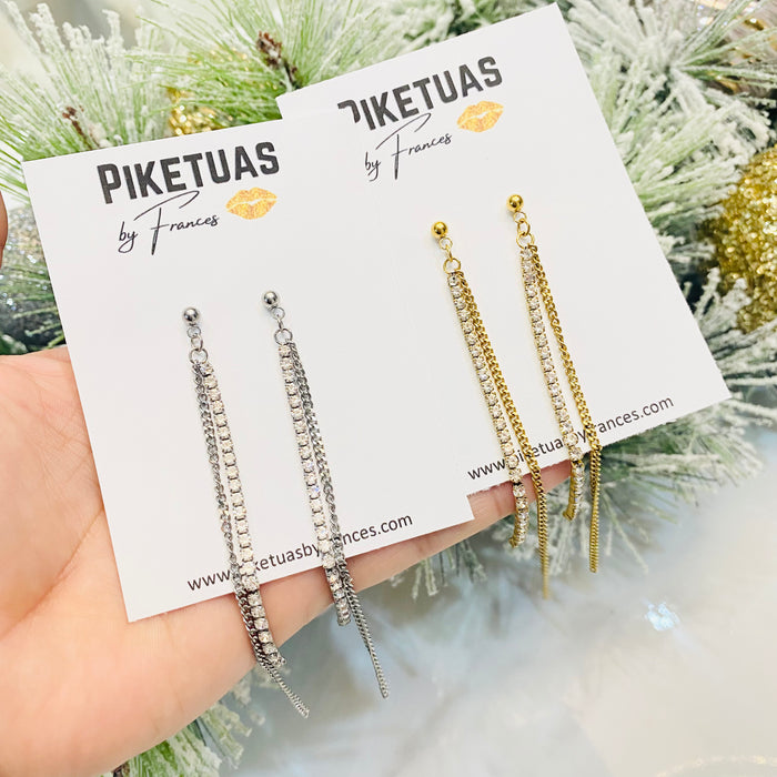 Stud Stone & Crystal• Oro • Plata
