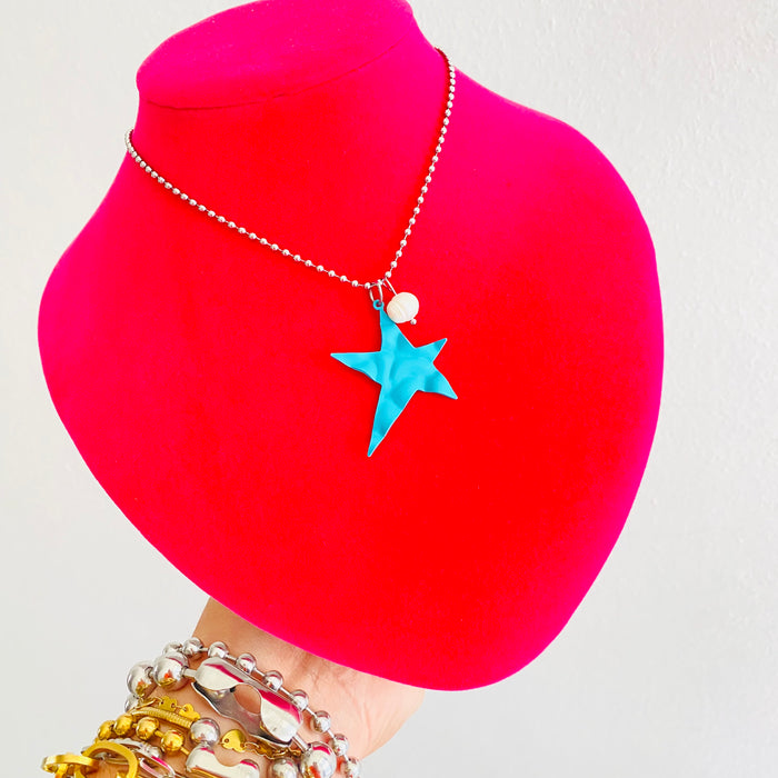Star Blue + Pearl Militar Collar •