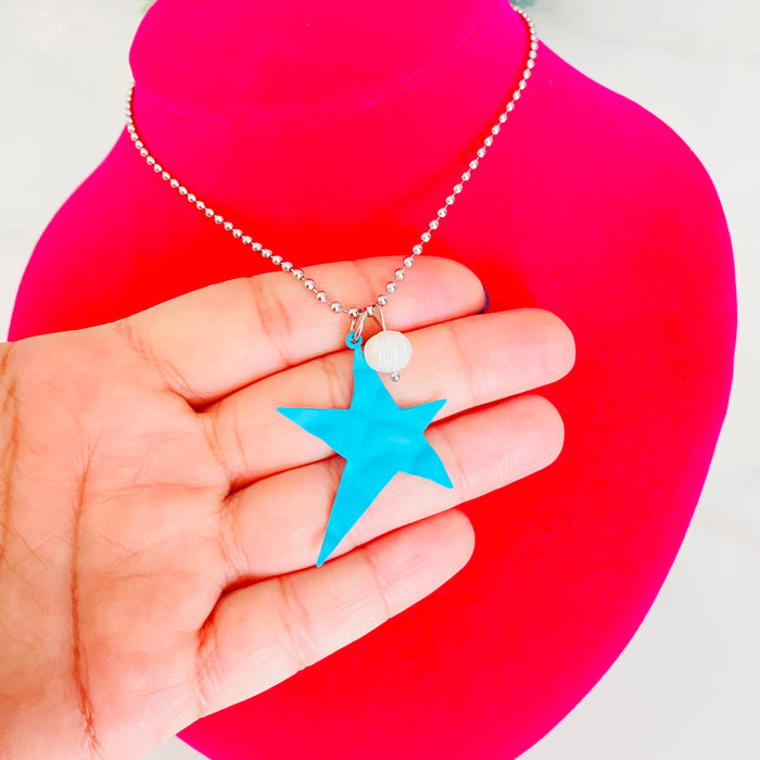 Star Blue + Pearl Militar Collar •