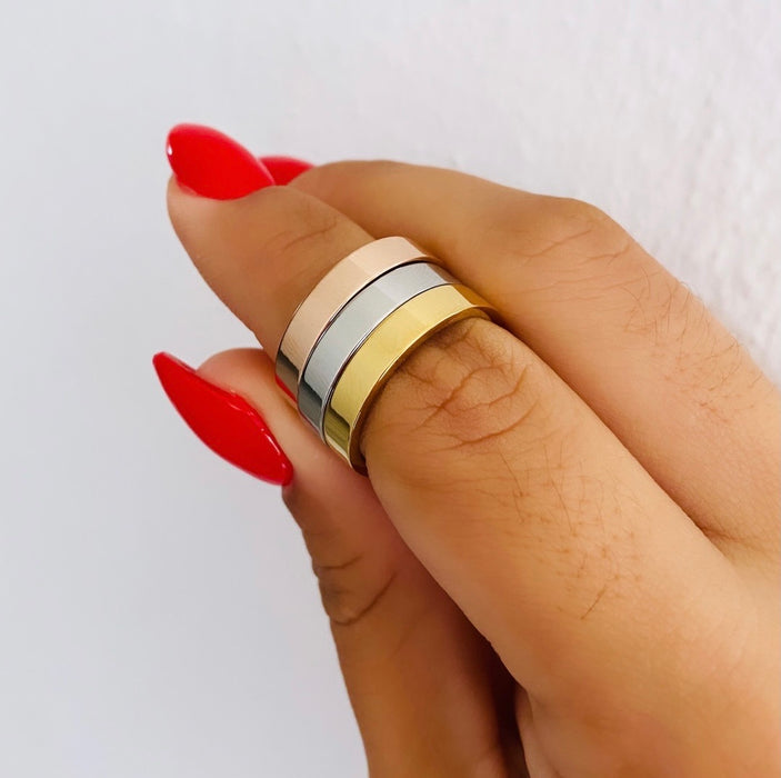 Flat Gold,Silver, Rose Gold Ring